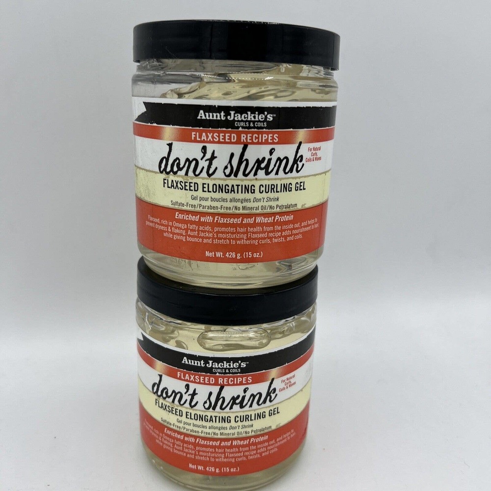 2 x Aunt Jackie's Don't Shrink Flaxseed Elongating Curling Gel 15 oz
